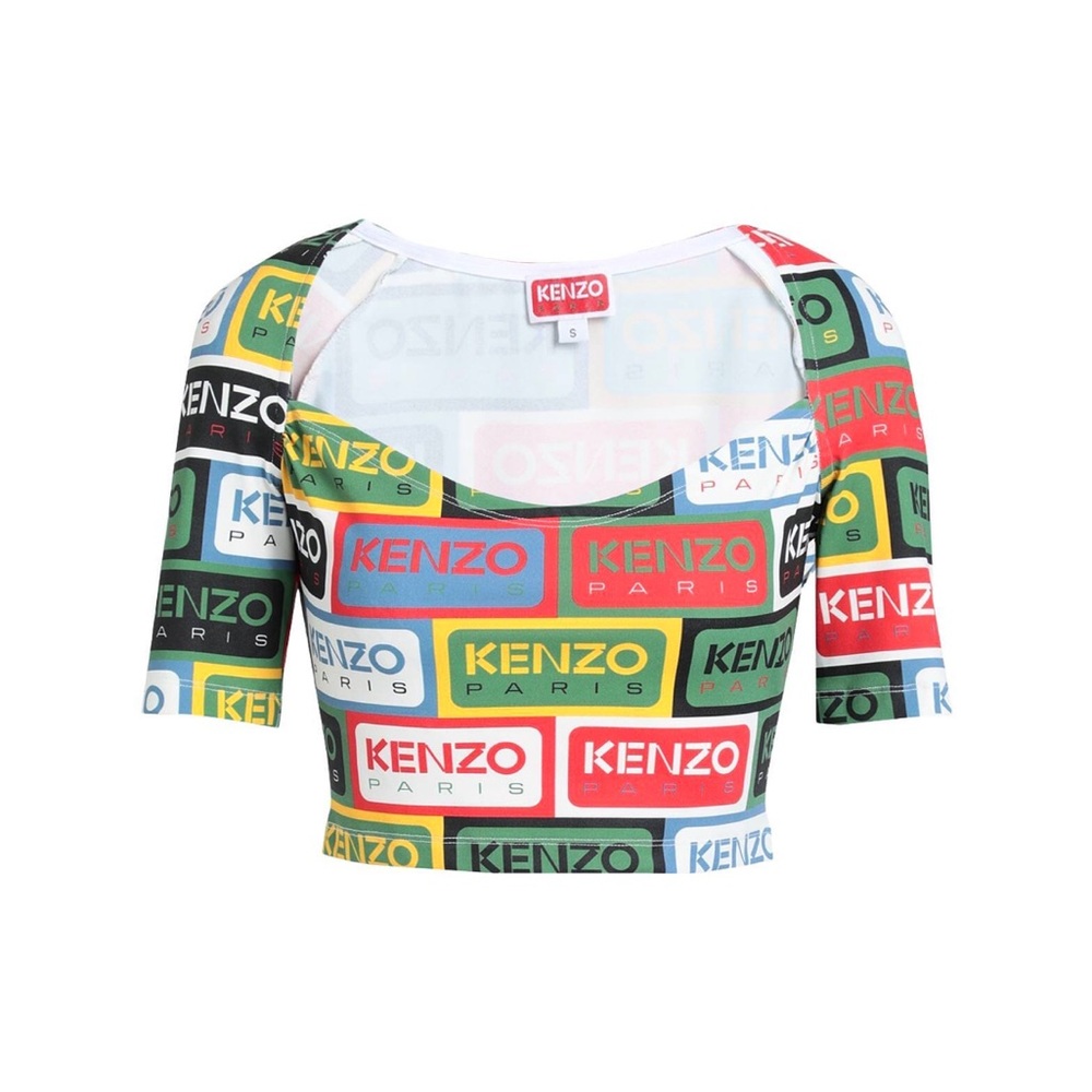 Kenzo Colorful Logo Print Crop Top